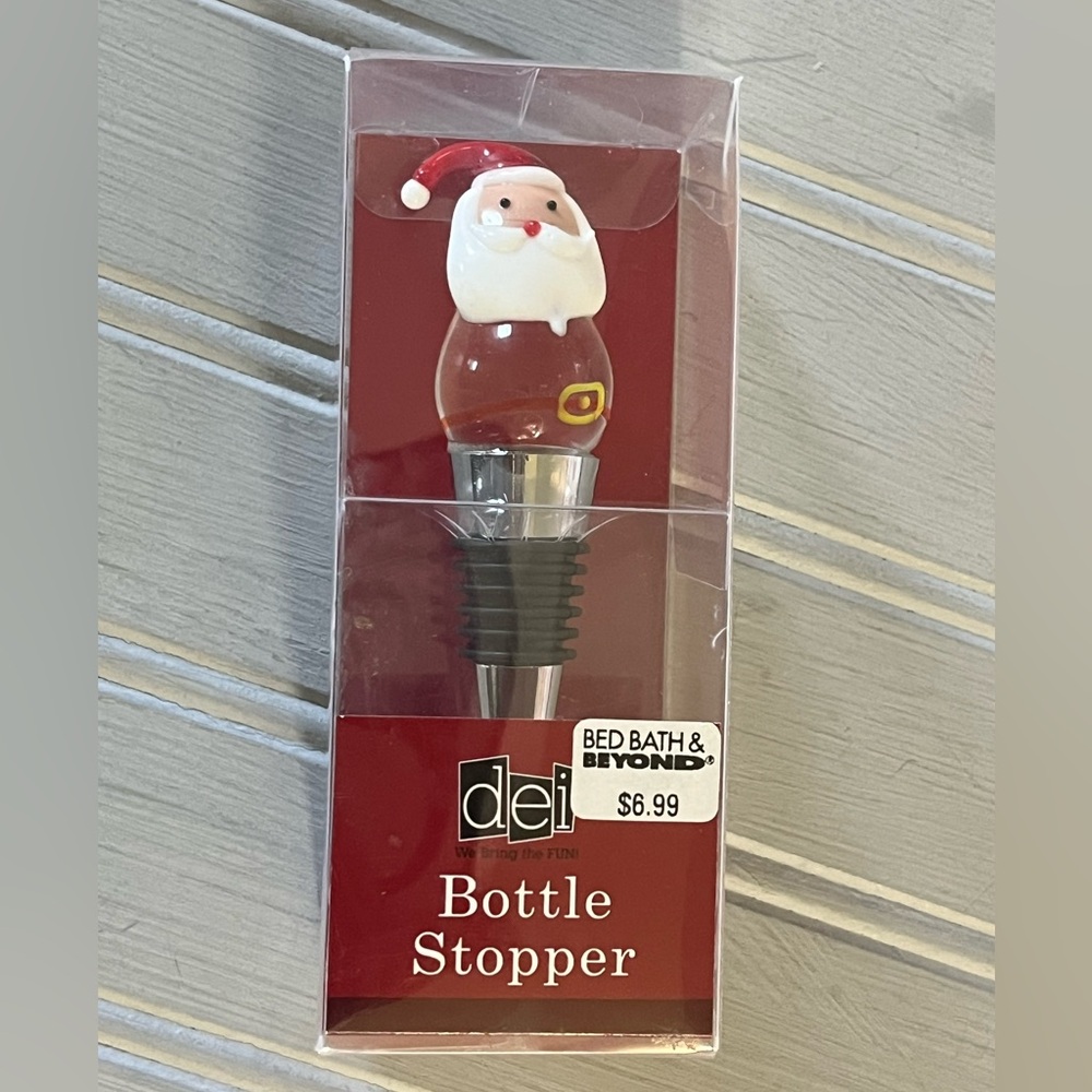 Santa Bottle Stopper By DEI Vintage New In Box Holiday Christmas Party
